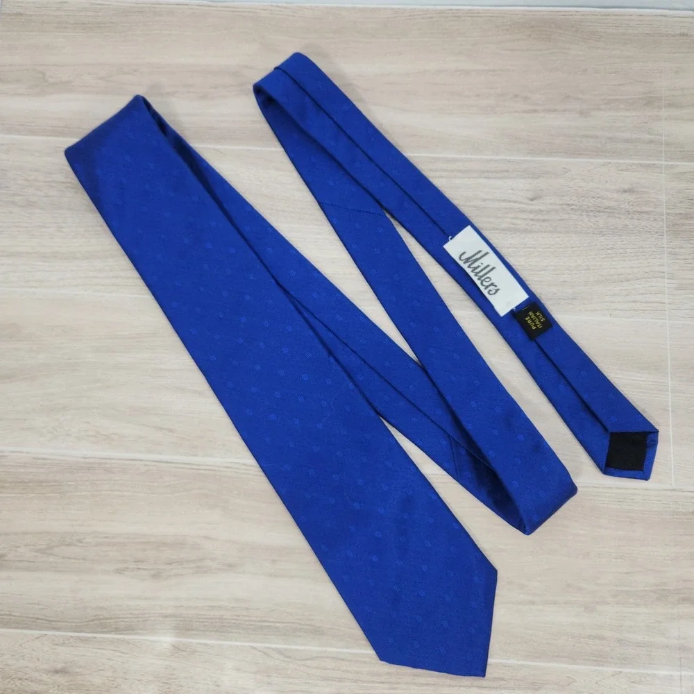 Mallory & Church Mens Tie Cobalt Blue 100% Italian Silk VTG 90s‎ Classic 57